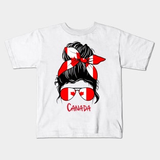 Canadian Girl, Canadian girlfriend, Canada Messy bun Kids T-Shirt